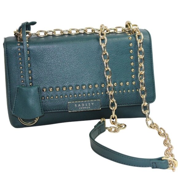 Radley London Mill Bay Teal Stud Flap Over Cross Body Bag - Picture 4 of 11